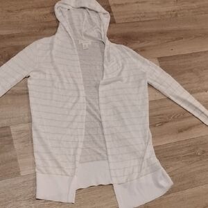 White Striped Hooded Cardigan